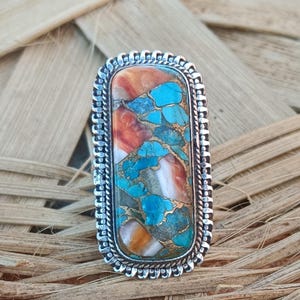 Oyster Copper Turquoise Ring, Handmade Ring, 925 Sterling Silver Ring, Statement Ring, Beautiful Ring, Promise Ring, Woman Ring