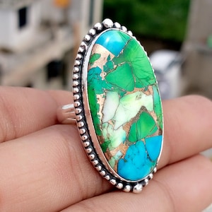 Peacock Dahlia Turquoise Ring, Beautiful Ring, 925 Silver Ring, Handmade Ring, Designer Ring, Latest Ring, Woman Ring, Gift For Her