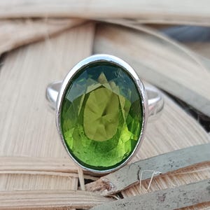 Peridot Gemstone Ring, Statement Ring, 925 Sterling Silver Ring, Handmade Ring, Anxiety Ring, Wonderful Ring, Woman Ring, Gift For Her
