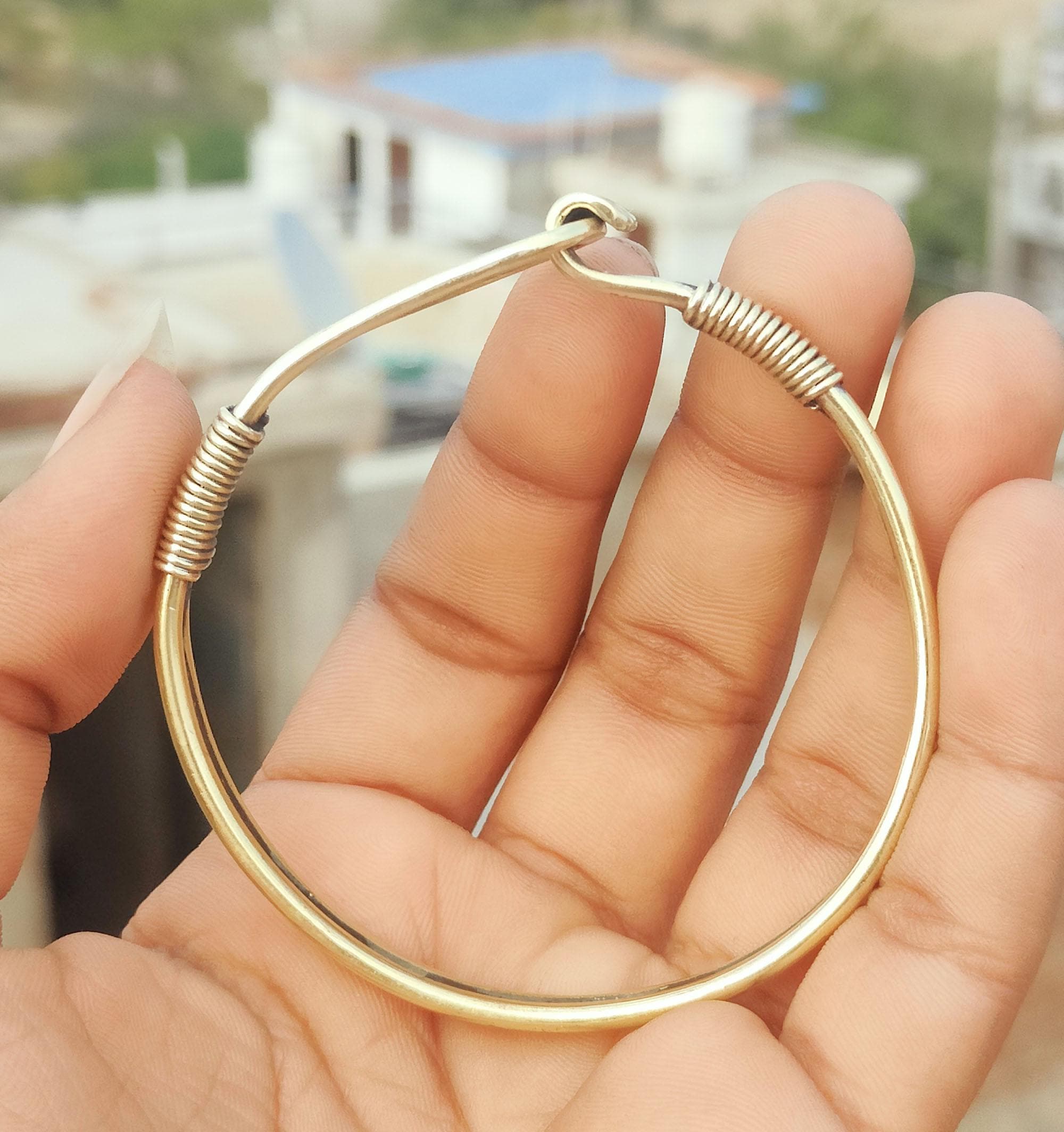 Handmade Solid Brass Hook Bangle: Designer Brass Jewelry - Etsy