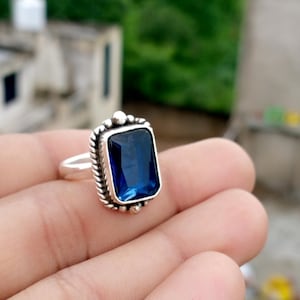Handmade Sterling Silver Blue Sapphire Statement Ring