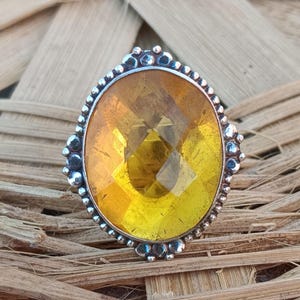 Citrine Gemstone Ring: 925 Sterling Silver Fidget Statement Ring