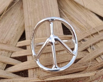 Handgemachte Sterling Silber Peace Zeichen Ring