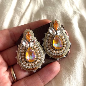 Handmade Blue & Yellow Gold Earrings: Persian Art Jewelry