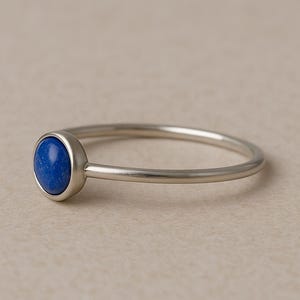 Minimalist Lapis Lazuli Ring, 925 Sterling Silver Stacking Ring, Boho Birthstone Jewelry for Her, Lapisy Lazulli Tiny Ring, Gift For Mother