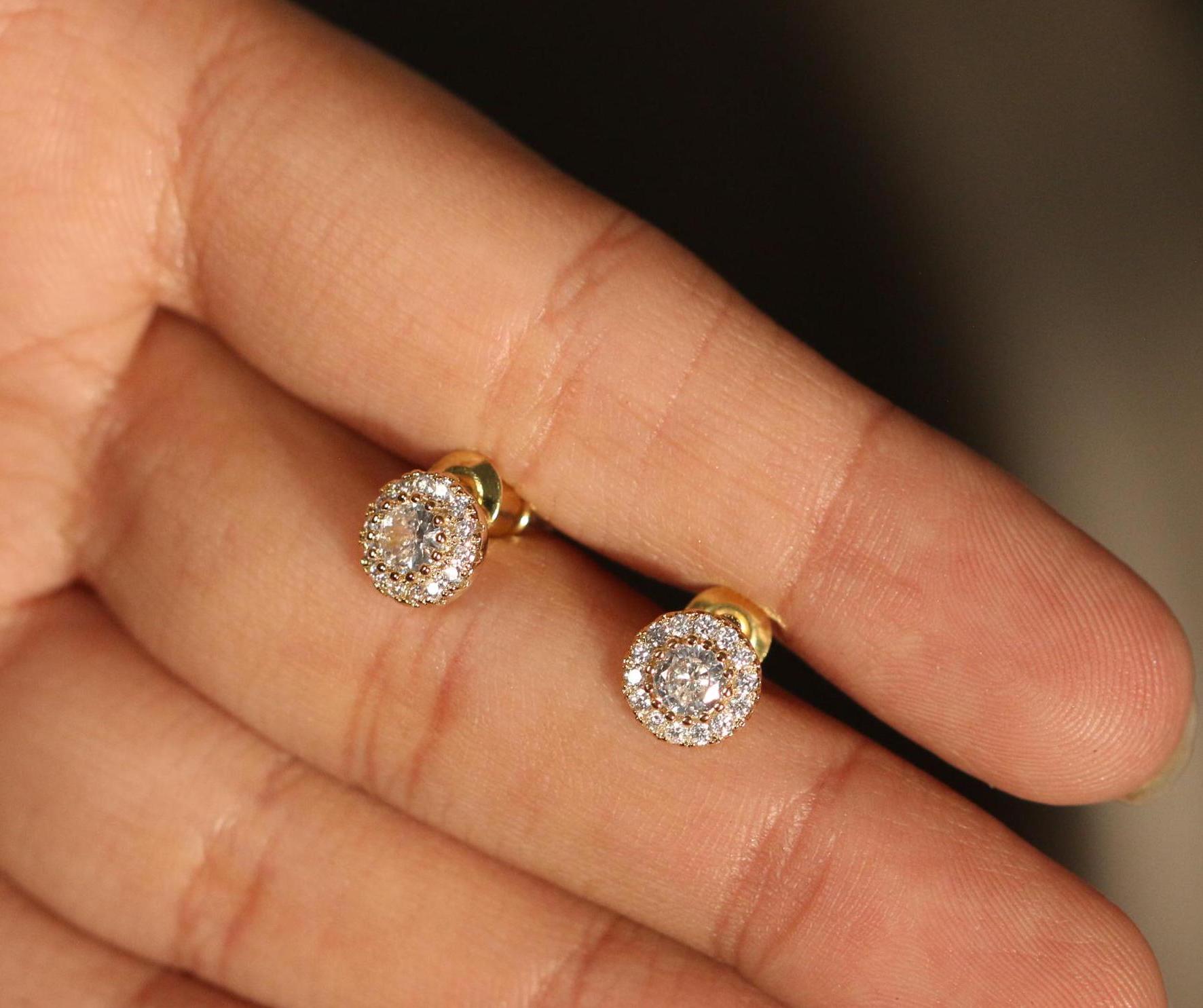 VVS1 Moissanite Stud Earrings 8CT TW Pass Diamond Tester  8mm gold plated sterling-4carat MOISSANITE Stud Earrings-passes diamond tester main image 2