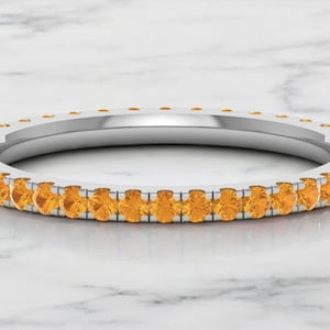 Citrine Eternity Band Ring, Wedding Engagement Band Ring, Gift For Her, Women&#39;s day gift, Stacking Ring, Promise Ring, Citrine Band Ring