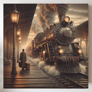 Vintage Steam Train Wall Art, Nostalgic Railway Print, Timeless Travel Décor, Steam Engine Wall Art, Fantasy Antique Railway Home Art Decor