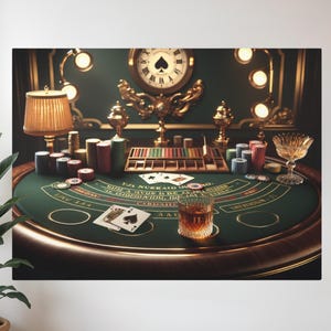 Toile d'art mural Blackjack, oeuvre d'art homme des cavernes, oeuvre d'art pour salle de jeu, cadeau pour joueur de cartes, décoration de casino main gagnante, impression high roller, oeuvre d'art pour célibataire