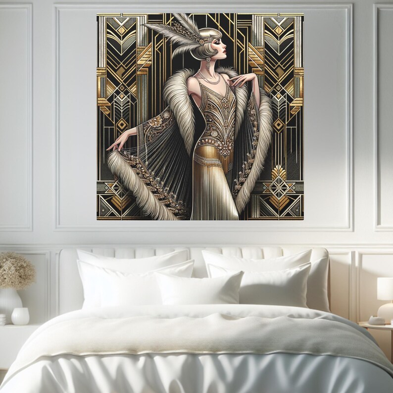 Art Deco Canvas Wall Art, 1920s Flapper Woman, Gatsby Inspired Home ...