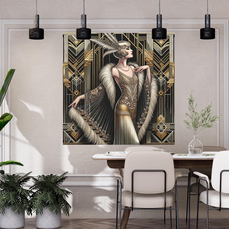 Art Deco Canvas Wall Art, 1920s Flapper Woman, Gatsby Inspired Home ...