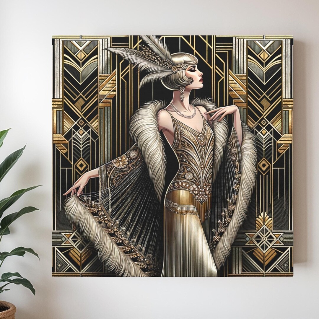 Art Deco Canvas Wall Art, 1920s Flapper Woman, Gatsby Inspired Home ...