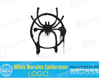 Miles Morales Spider Logo SVG, Pdf, Ai, Eps, Dxf y Png. 2 Diseño diferente / Araña SVG / Descarga digital de superhéroe / Cricut