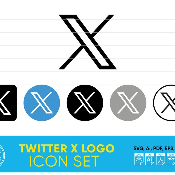 Twitter X Logo Icon SVG File, File For Cricut, For Silhouette, Cut File, Dxf,Png, Svg,Eps, Ai,Pdf