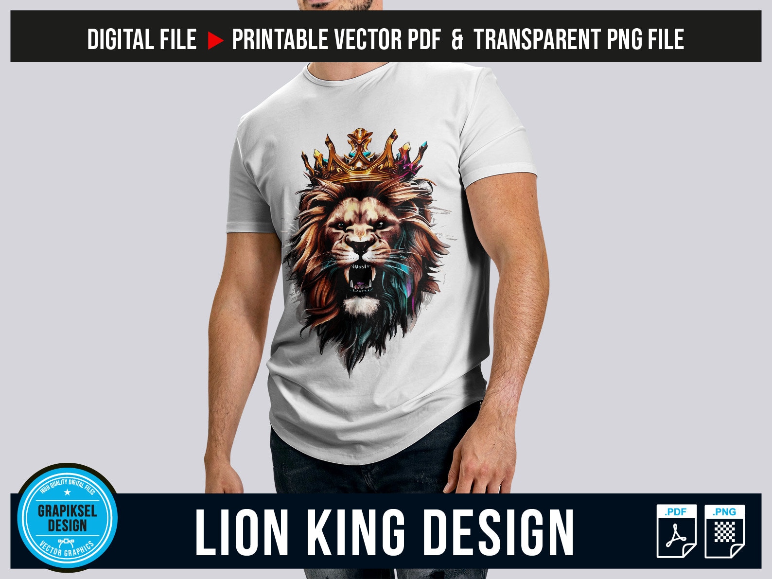 Lion King Vector PDF and PNG T-shirt Design Colorful Lion King Lion ...