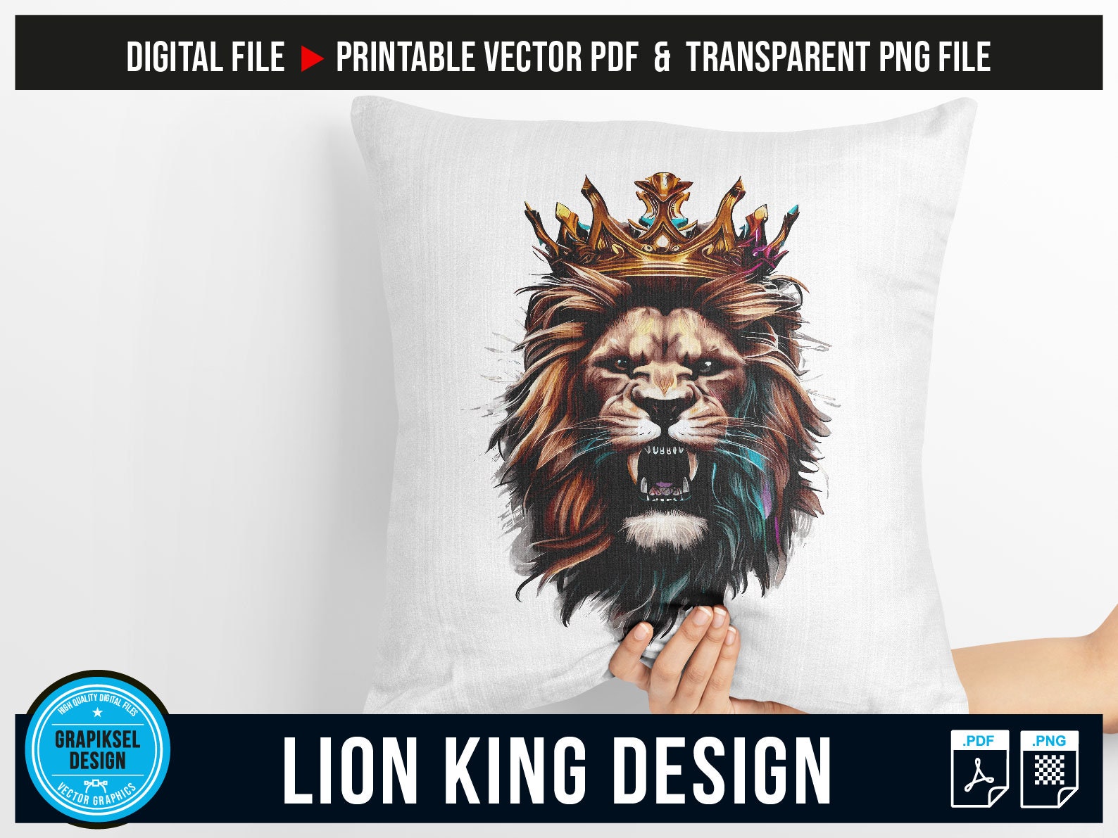 Lion King Vector PDF and PNG T-shirt Design Colorful Lion King Lion ...