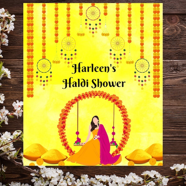 Welcome Maiyan Sign, Haldi Welcome sign, Haldi Shower, Sikh Wedding, Indian Wedding, Welcoming Sign Poster