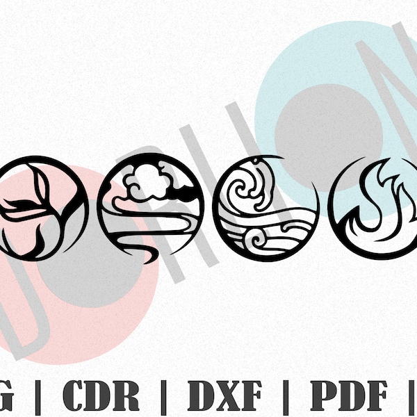 4 Elements Design SVG, Customize Gift Svg, Vinyl, Bundle Cut File, Svg, Pdf, Ai Printable Design Files