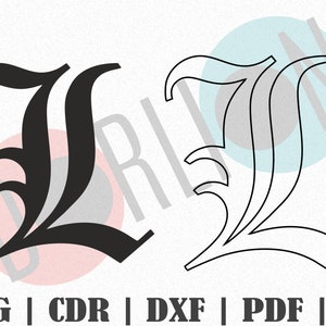 L. Notebook Anime Design SVG, Geschenk anpassen, SVG, Vinyl, Bundle geschnitten Datei, SVG, Pdf, Ai druckbare Designdateien