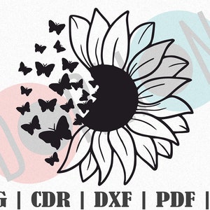 Sunflower Design SVG, Customize Gift Svg, Vinyl, Bundle Cut File, Svg, Pdf, Ai Printable Design Files