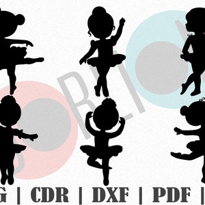 Ballerina Silhouette Design (6Pcs) SVG, Customize Gift Svg, Vinyl, Bundle Cut File, Svg, Pdf, Ai Printable Design Files