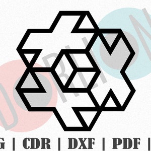 Geometric Illusion Design SVG, Customize Gift Svg, Vinyl, Bundle Cut File, Svg, Pdf, Ai Printable Design Files