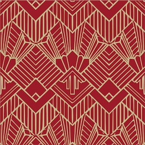 Carta da parati Art Deco - Rosso e Oro