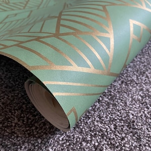 Art Deco Wallpaper - Green and Gold
