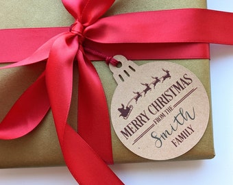 Personalised Bauble Kraft Brown Christmas Gift Tags