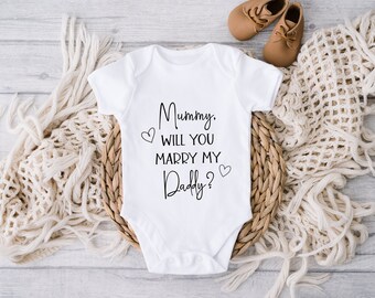 Personalised Proposal Will You Marry My Mummy Daddy Baby Vest Grow Gift Keepsake