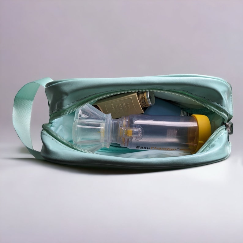 Personalised Clear Inhaler Case With Handle Medication Pouch Inhaler Spacer Pouch Waterproof Bag image 2