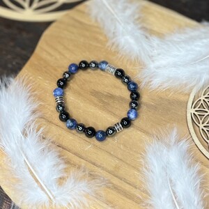 Mental calming anxiety bracelet in sodalite, Hematite, Tourmaline image 4