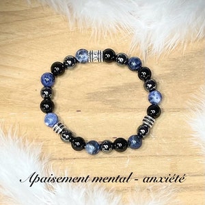 Mental calming anxiety bracelet in sodalite, Hematite, Tourmaline image 6