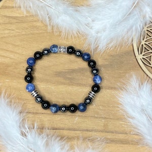 Mental calming anxiety bracelet in sodalite, Hematite, Tourmaline image 5