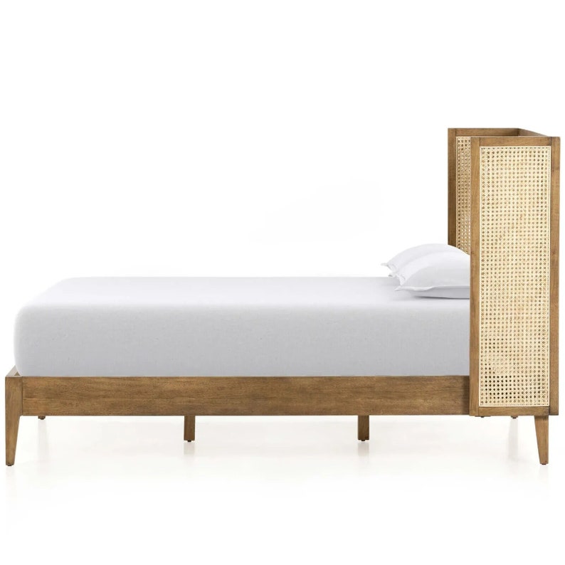 Handmade Solid Mango Wood Bed Cane King Size Bed Etsy