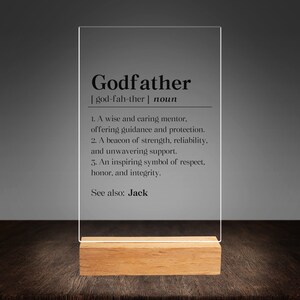 Personalized Godfather Fathers Day Acrylic Plaque, Custom Godfather Definition Gift, Sentimental Godfather Father's Day Desk Decor image 2