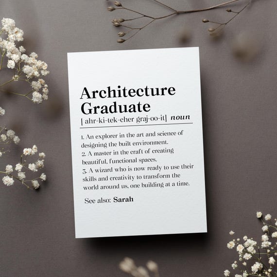 Personalized Architect Graduation Card, Custom Architecture Graduate Gift, Architecture Grad Greeting Card, New Architect Folded Card