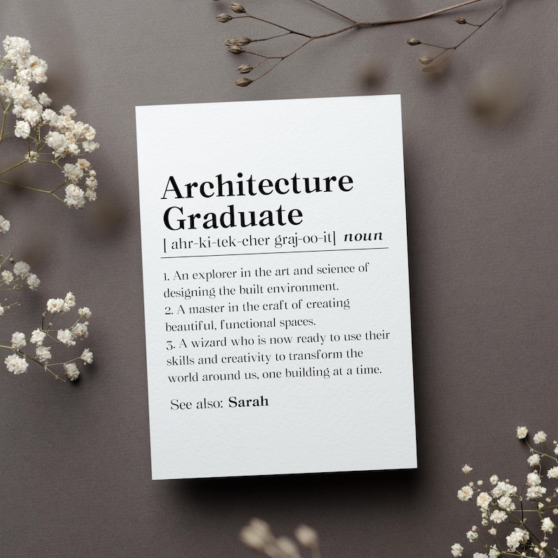 Personalized Architect Graduation Card, Custom Architecture Graduate Gift, Architecture Grad Greeting Card, New Architect Folded Card Bild 1