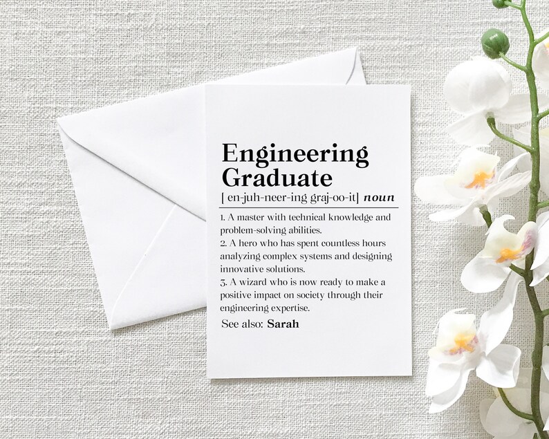Personalized Engineer Graduation Card Custom Engineering Etsy