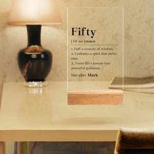 Personalized Fifty Birthday For Husband Acrylic Plaque, 50th Bday Man Gift, 50 Year Old Desk Decor, From Wife Desk Sign, For Male Keepsake image 3