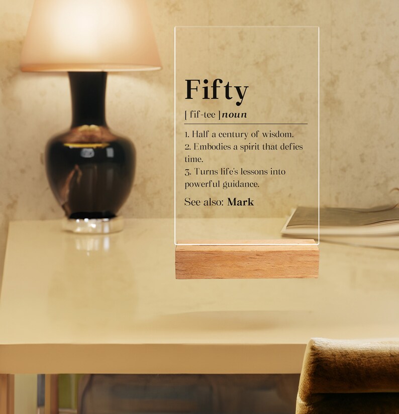 Personalized Fifty Birthday For Husband Acrylic Plaque, 50th Bday Man Gift, 50 Year Old Desk Decor, From Wife Desk Sign, For Male Keepsake image 3
