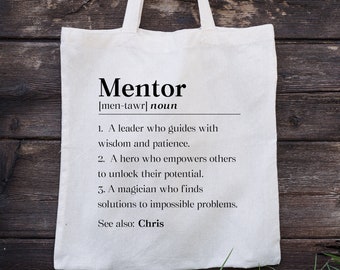 Personalized Mentor Thank You Tote Bag, Mentor Appreciation Canvas Tote, Mentor Birthday Gift, Custom Mentor Gift Tote, Thesis Advisor Gift