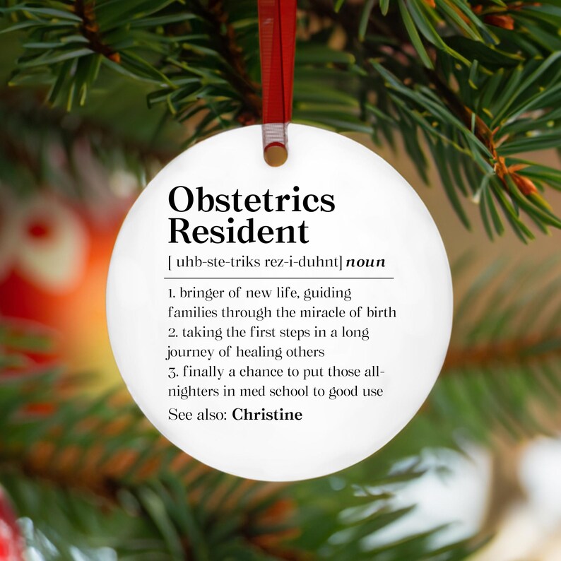 Personalized Obstetrics Resident Ornament, Obgyn Definition Gift
