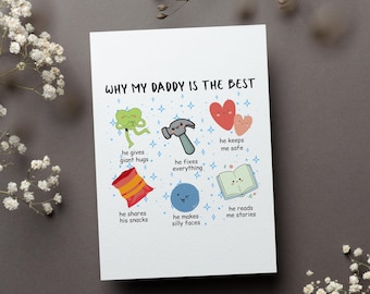 Cute Fathers Day From Toddler Card, Daddy Daughter Gift, Dad Day Greeting Card, Gift From Baby Folded Card, Daddy Daughter Gift