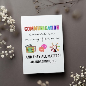 Personalized Speech Therapist Card, Communication Matters Gift, Thank You Slp Greeting Card, Speech Language Pathologist. Folded Card