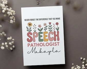 Personalized Slp Card, Speech Pathologist Appreciation Gift, Thank You Speech Therapist Greeting Card, Slp Week Folded Card, Slp Week Gift