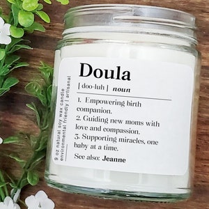 Personalized Doula Birthday Candle, Custom Doula Gift, Doula Thank You Scented Candle, Doula Appreciation Candle Gift, Custom Doula Gift