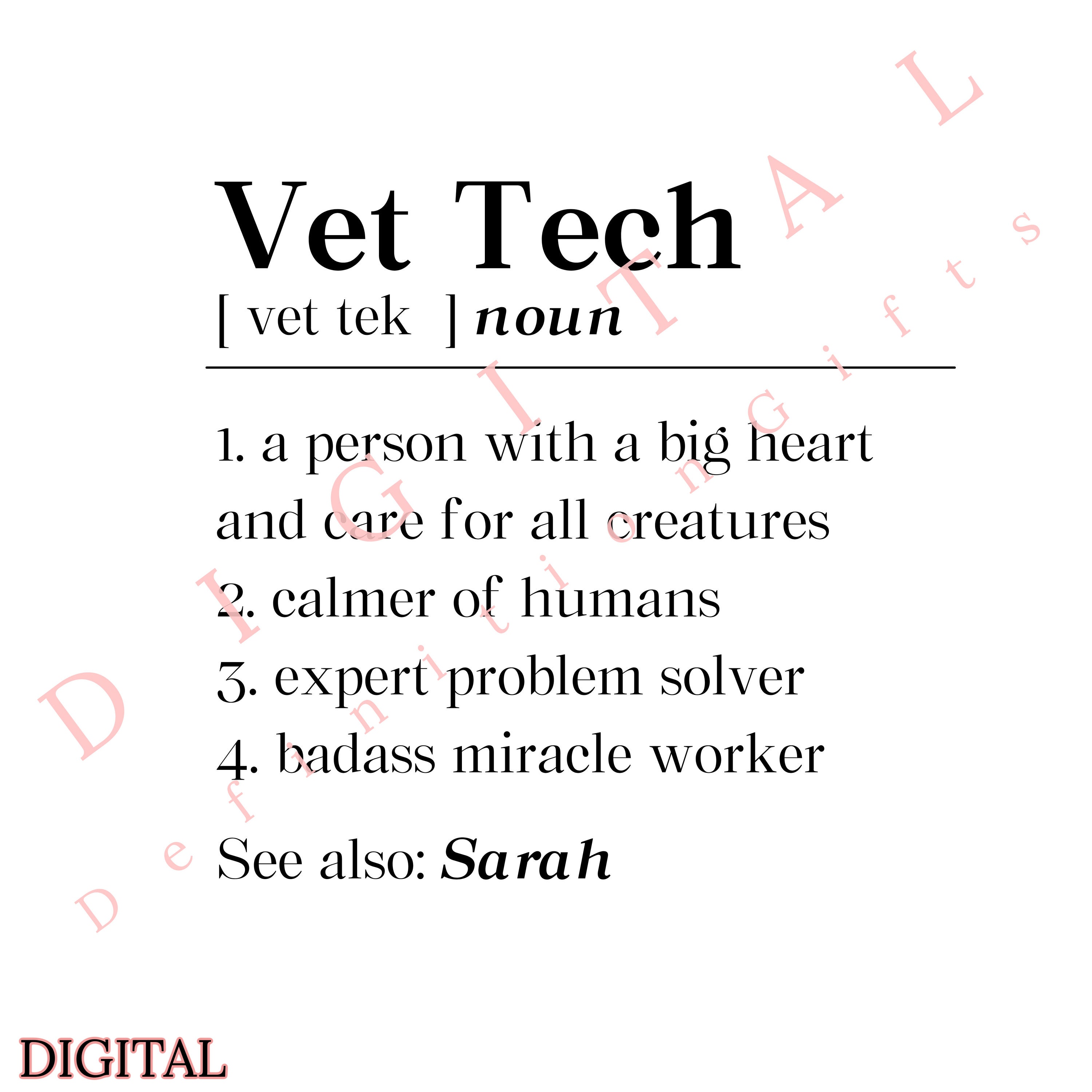 Personalized Vet Tech Definition PNG, Veterinarian Technician Digital