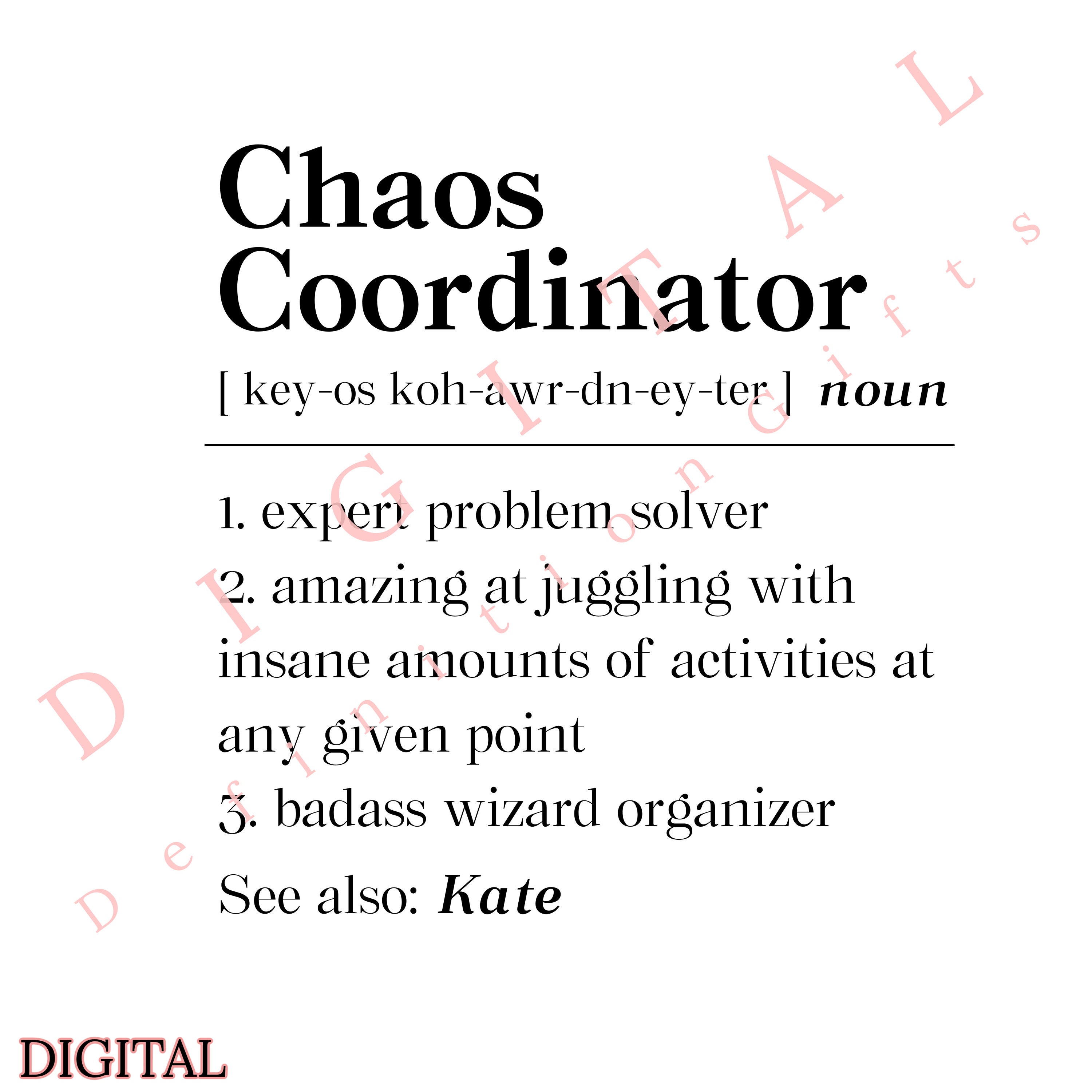 Personalized Chaos Coordinator Definition PNG, Mom Digital Design