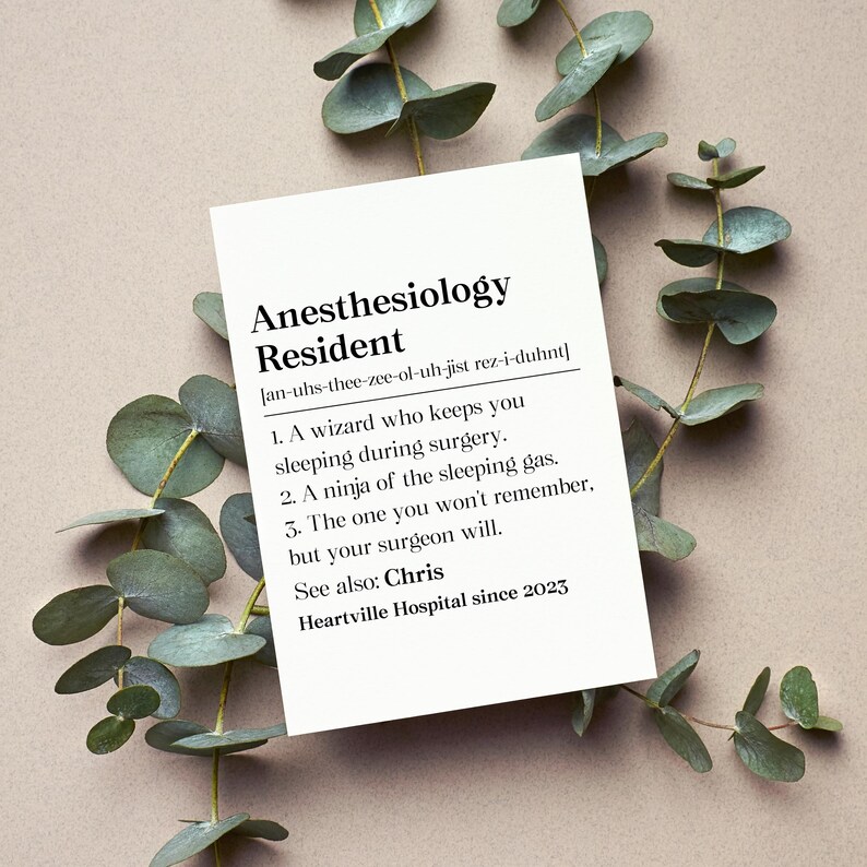 Personalized Anesthesiology Resident Card, Custom Anesthesiologist ...